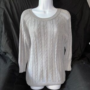 SO Women's Light Gray Cable Knit Sweater